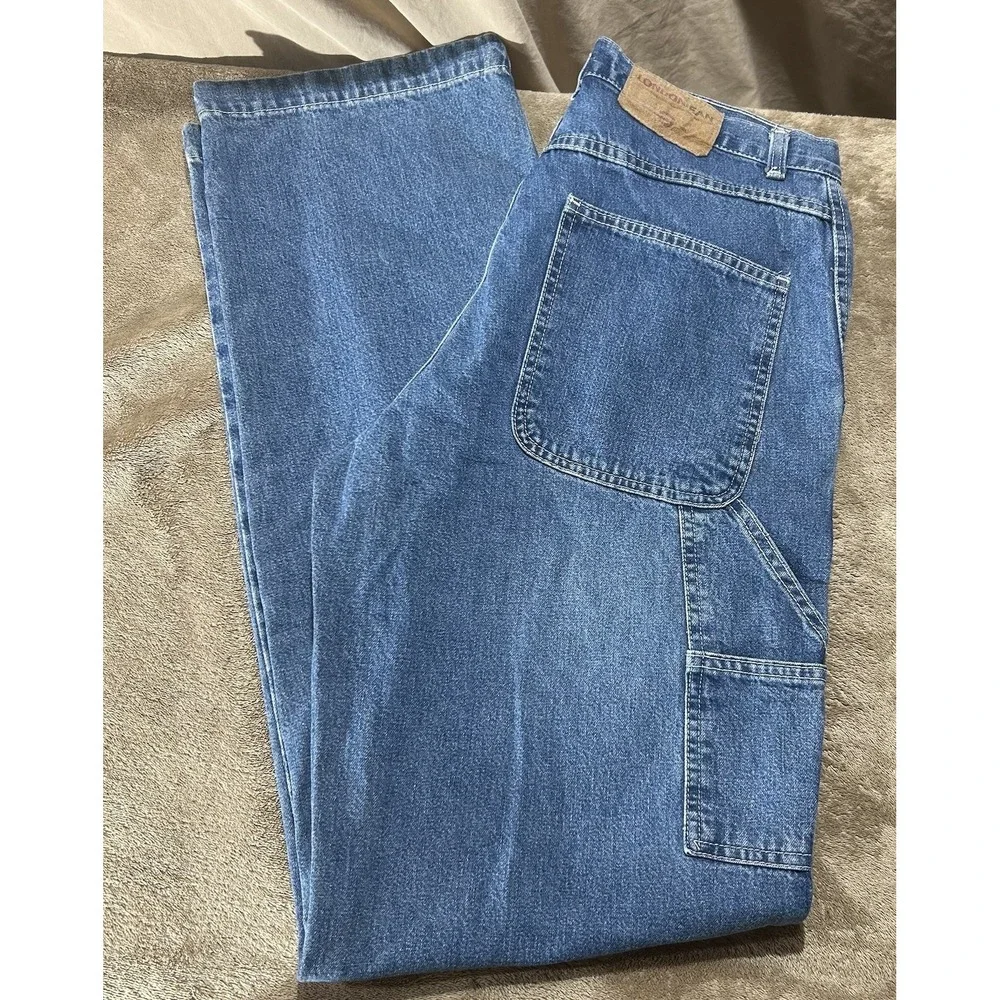 Vintage 90s London Jean Size 10 Tall Carpenter Denim Wide Leg Made in USA Blue